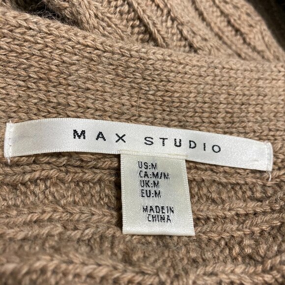 NWT MAX STUDIO Sweater Alpaca Wool Blend Duster Cardigan Cable Open Front M/M - Picture 5 of 9